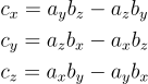formula for calculating a cross-product