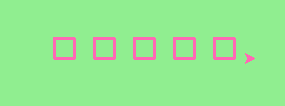 five pink squares on a green background
