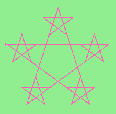 a messy arrangement of pentagrams